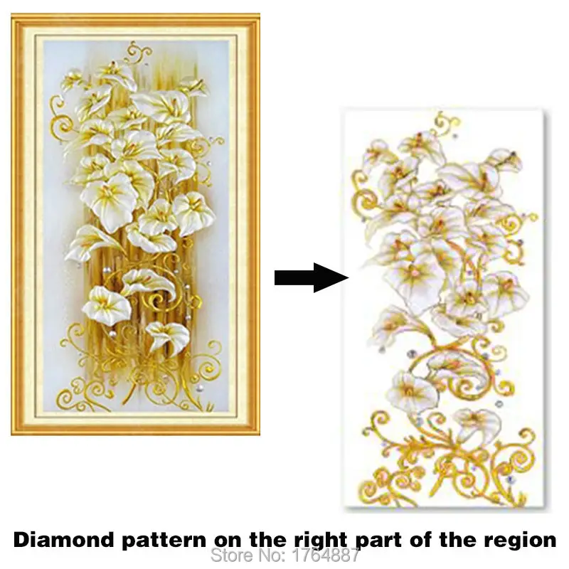 5d Diy Diamond Painting Cross Stitch Golden Lily Diamond Embroidery Flowers Crystal Round Diamond Mosaic Pictures Needlework 14