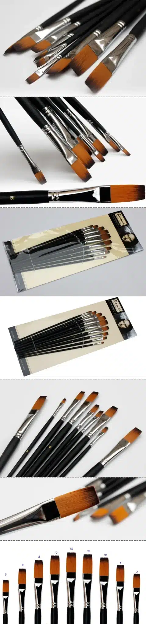 Bgln 9pcs/set Nylon Oil Paint Brush Flat Painting Brush For Oil , Acrylic Brush Pen pincel para pintura Art Supplies 801 9