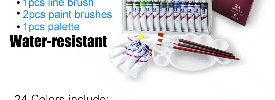 Water-resistant 24 Colors 12ML Tube Acrylic Paint set color Nail glass Art Painting paint for fabric Drawing Tools For Kids DIY 11