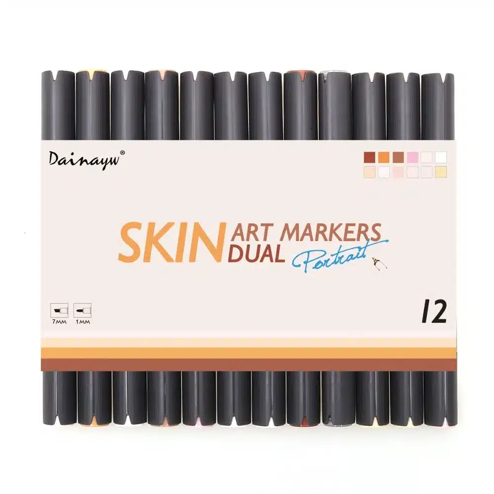 ST12 Manga Colors Double-Ended Brush Markers SkinTones Art Marker Set For Sketch Graphic Design Figures Cartoon Comic Skin Color 15