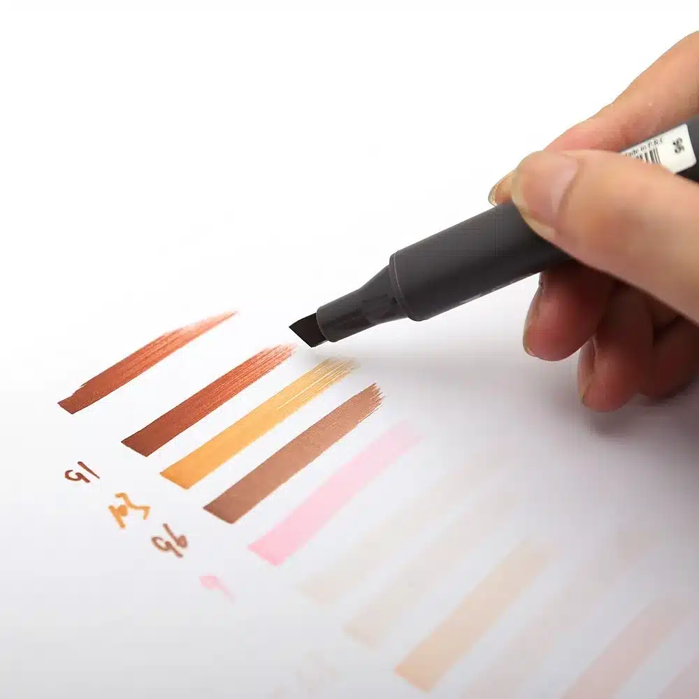 ST12 Manga Colors Double-Ended Brush Markers SkinTones Art Marker Set For Sketch Graphic Design Figures Cartoon Comic Skin Color 17