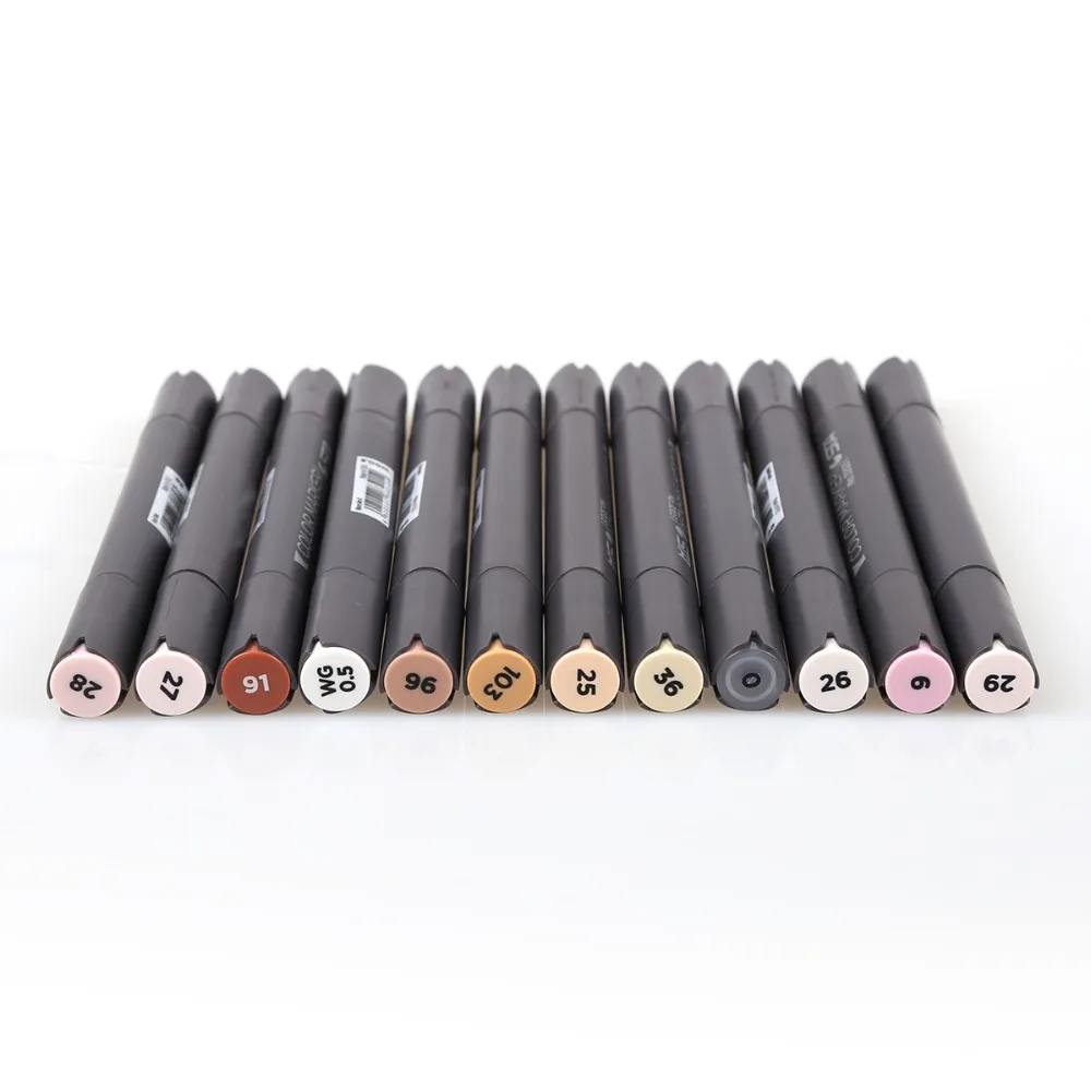 ST12 Manga Colors Double-Ended Brush Markers SkinTones Art Marker Set For Sketch Graphic Design Figures Cartoon Comic Skin Color 19
