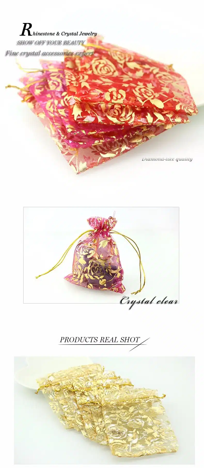 Organza Bag Packaging Bags Wedding Gift Bags 100pcs/pack Random Mix Drawable Organza Pouches10x12cm Bolsas de Organza Bags 1