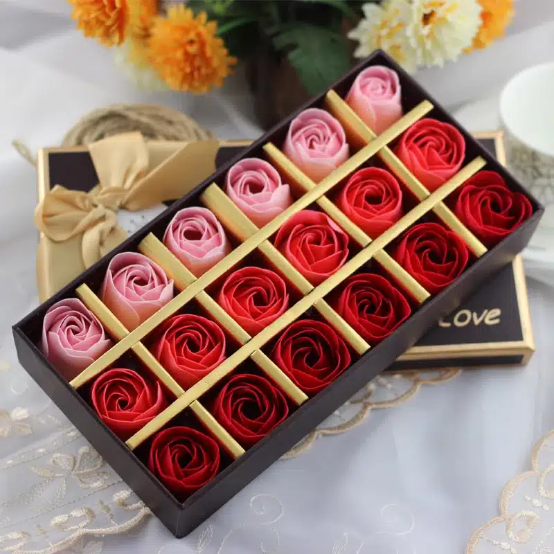Rose Soap Flower Scented Soap Flower Petals 18 Heads With Box For Valentine's Day Birthday Gift Artificial Flowers For Decor 12