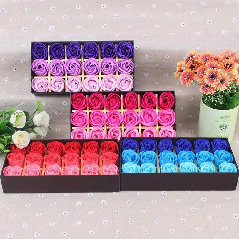 Rose Soap Flower Scented Soap Flower Petals 18 Heads With Box For Valentine's Day Birthday Gift Artificial Flowers For Decor 15