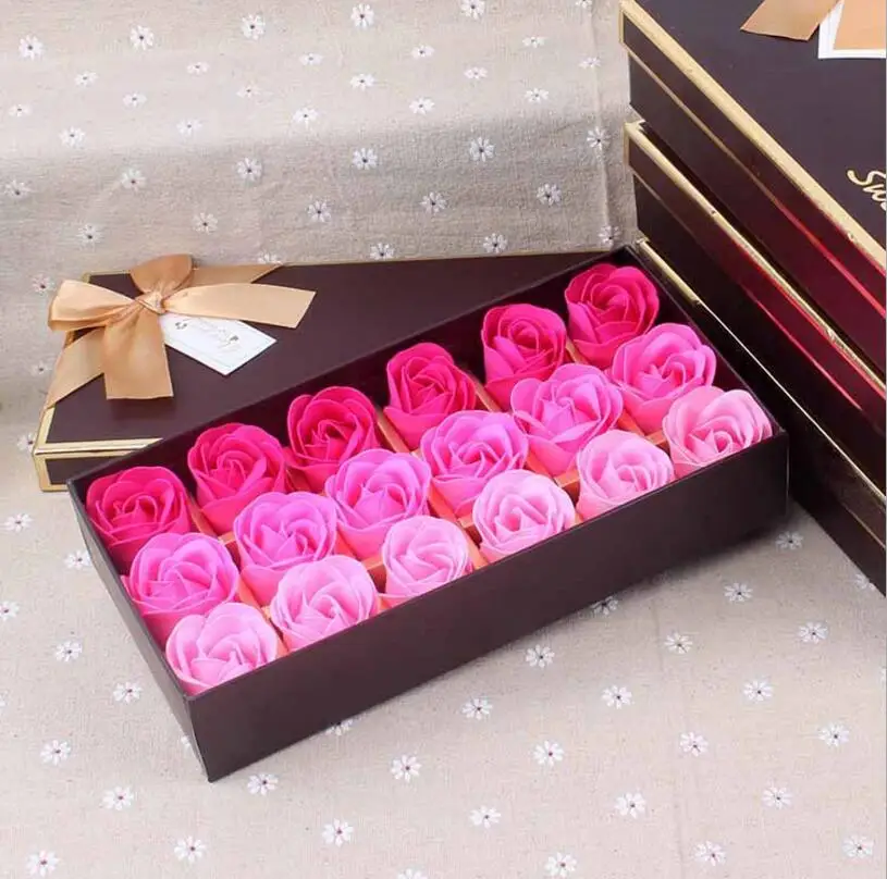 Rose Soap Flower Scented Soap Flower Petals 18 Heads With Box For Valentine's Day Birthday Gift Artificial Flowers For Decor 17