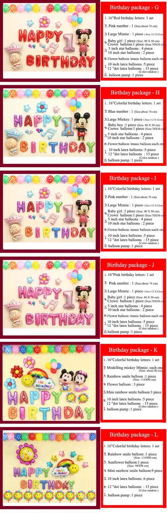 Baby Happy birthday theme party decoration Combination suit balloons Dot latex helium balloons baby kid toys CHLEZI1026 9