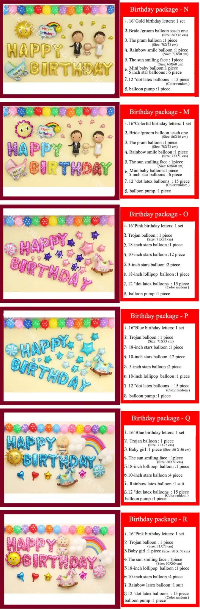 Baby Happy birthday theme party decoration Combination suit balloons Dot latex helium balloons baby kid toys CHLEZI1026 10
