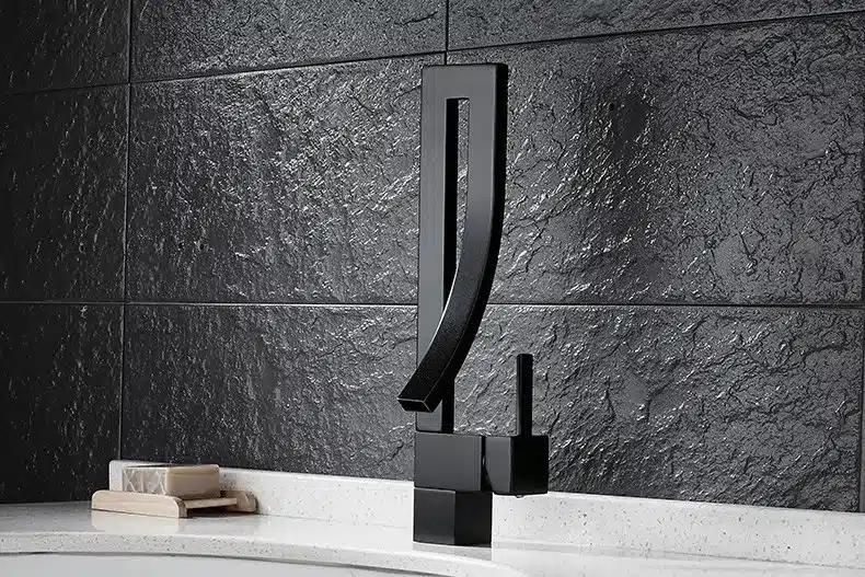 Sallin Black Brass Basin Faucet Single Handle Waterfall Basin Mixer Tap Hot And Cold Bathroom Faucet Sink Waterfall Faucet 9