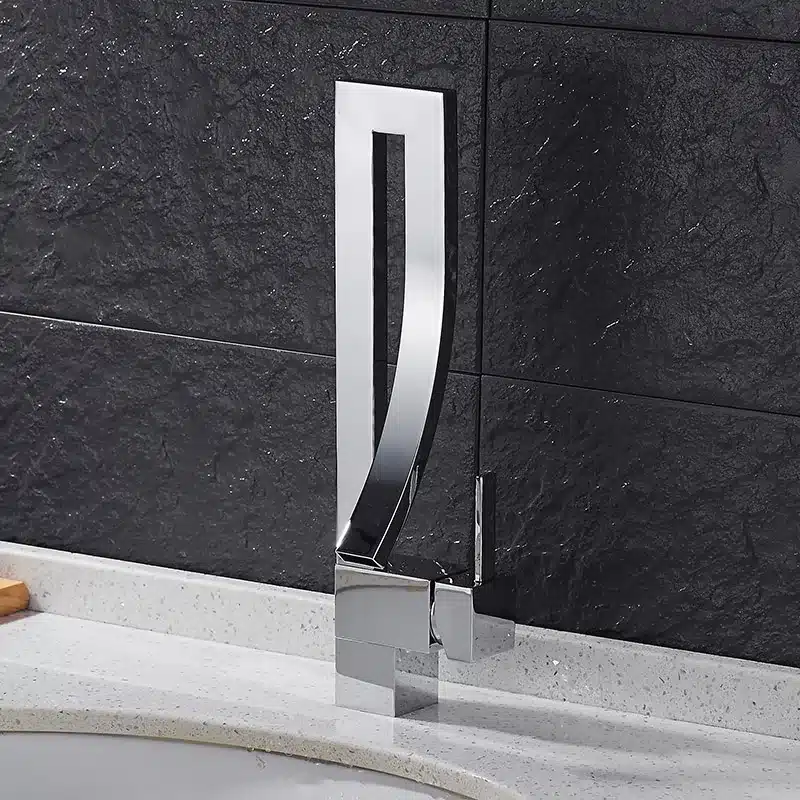 Sallin Black Brass Basin Faucet Single Handle Waterfall Basin Mixer Tap Hot And Cold Bathroom Faucet Sink Waterfall Faucet 16