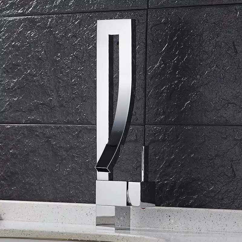 Sallin Black Brass Basin Faucet Single Handle Waterfall Basin Mixer Tap Hot And Cold Bathroom Faucet Sink Waterfall Faucet 17