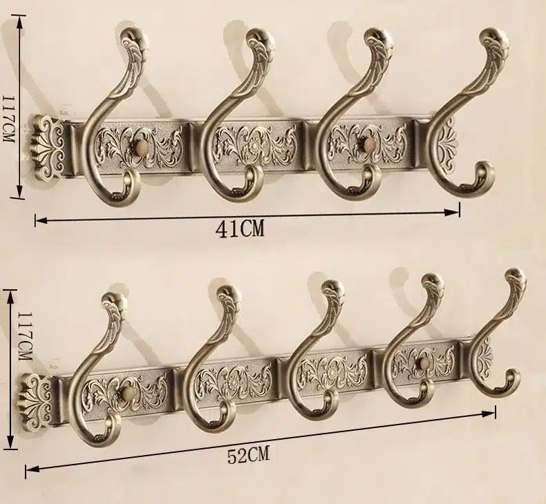 Bathroom Wall Carving Antique Robe Hooks 4-8 Row Hook Coat Hanger Door Hooks For Bathroom Accessories Free Shipping HA-26F 10