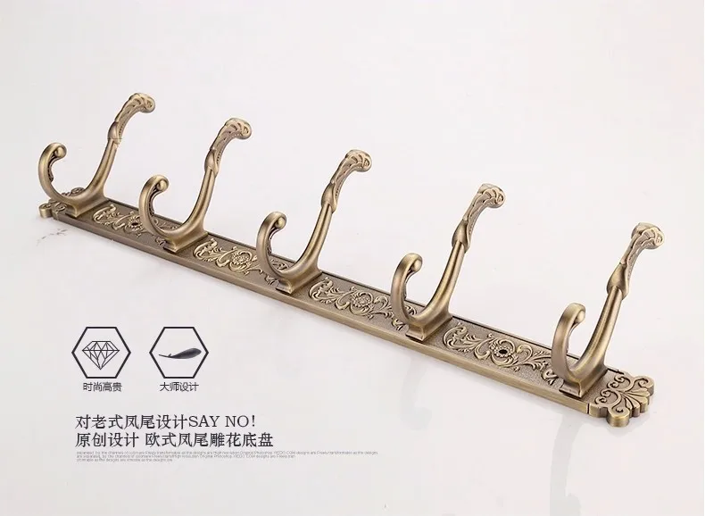 Bathroom Wall Carving Antique Robe Hooks 4-8 Row Hook Coat Hanger Door Hooks For Bathroom Accessories Free Shipping HA-26F 15