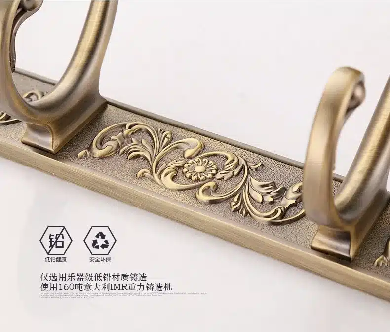 Bathroom Wall Carving Antique Robe Hooks 4-8 Row Hook Coat Hanger Door Hooks For Bathroom Accessories Free Shipping HA-26F 18
