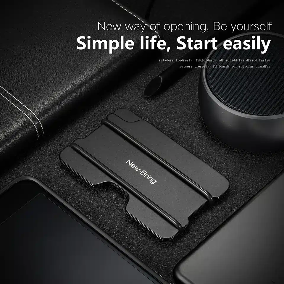 NewBring Fashion Metal ID Credit Card Holder Black Pocket Box Business Cards Wallet With RFID Anti-chief Wallet Men 1