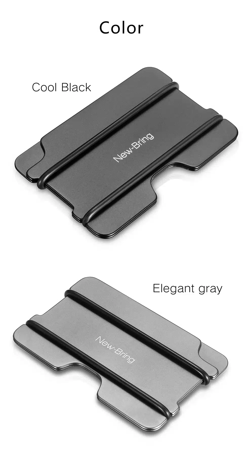 NewBring Fashion Metal ID Credit Card Holder Black Pocket Box Business Cards Wallet With RFID Anti-chief Wallet Men 6