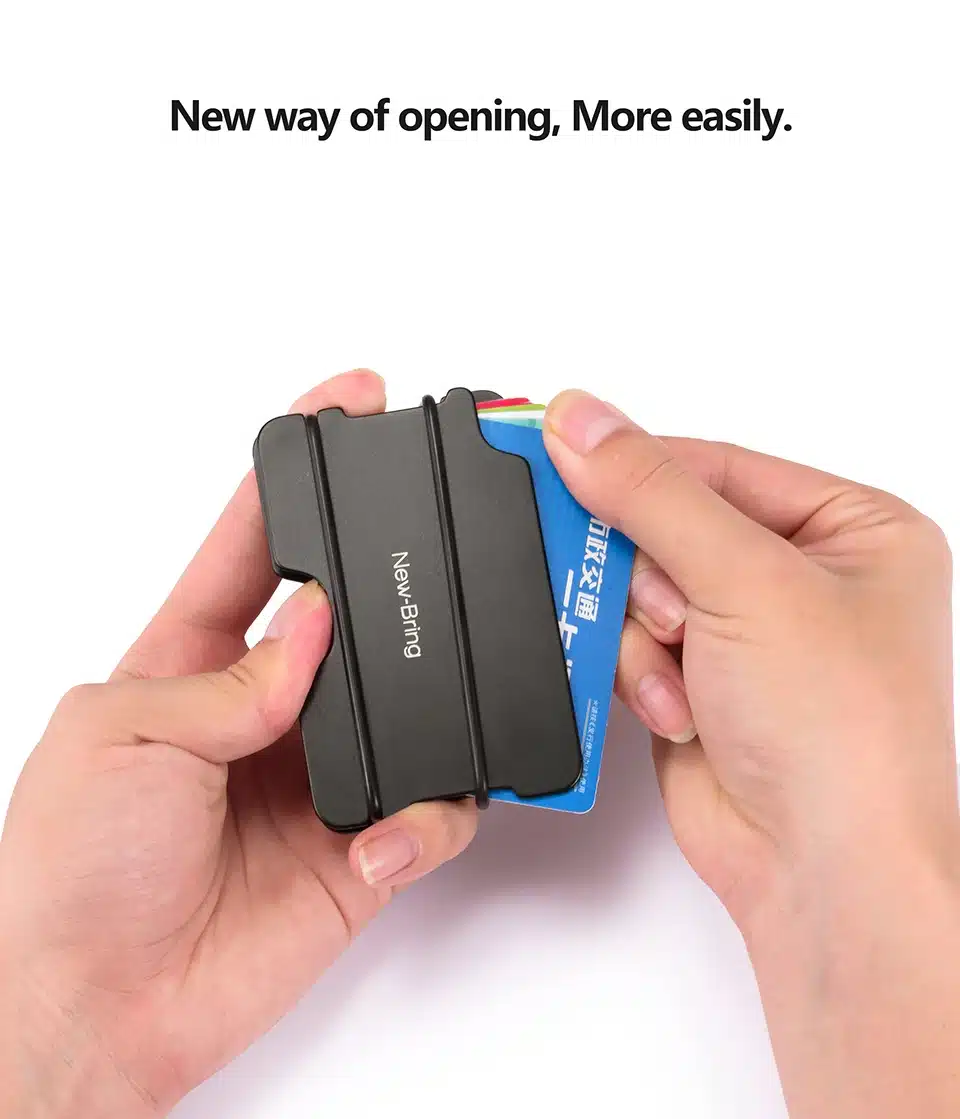 NewBring Fashion Metal ID Credit Card Holder Black Pocket Box Business Cards Wallet With RFID Anti-chief Wallet Men 7