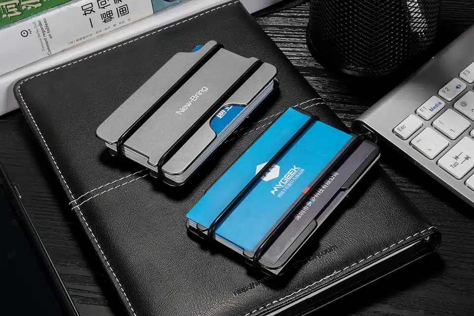 NewBring Fashion Metal ID Credit Card Holder Black Pocket Box Business Cards Wallet With RFID Anti-chief Wallet Men 11