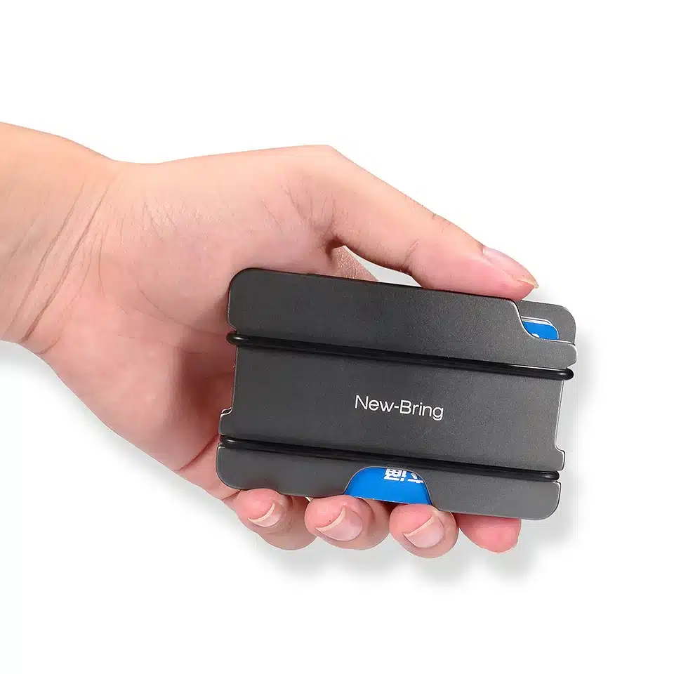 NewBring Fashion Metal ID Credit Card Holder Black Pocket Box Business Cards Wallet With RFID Anti-chief Wallet Men 12