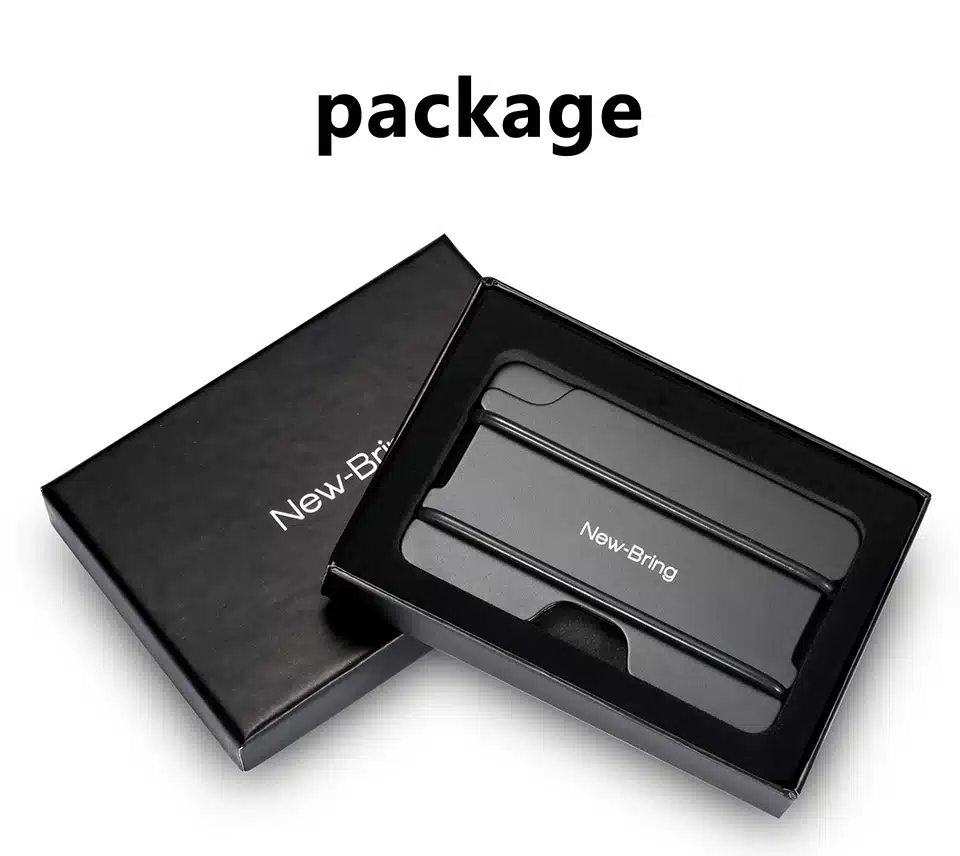 NewBring Fashion Metal ID Credit Card Holder Black Pocket Box Business Cards Wallet With RFID Anti-chief Wallet Men 14