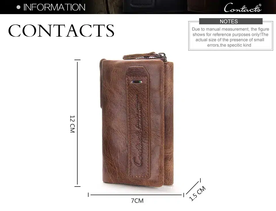 CONTACT'S Men Wallet Key Case Key Holder Wallet Coin Purse Genuine Leather Housekeeper Car Key Organizer Bag Small Portfolio 10
