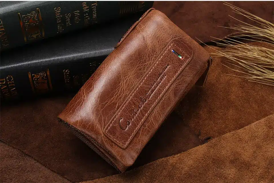 CONTACT'S Men Wallet Key Case Key Holder Wallet Coin Purse Genuine Leather Housekeeper Car Key Organizer Bag Small Portfolio 14