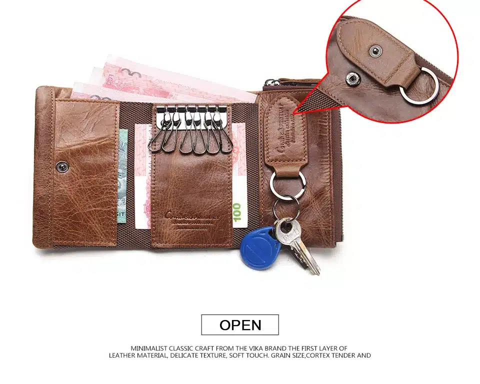 CONTACT'S Men Wallet Key Case Key Holder Wallet Coin Purse Genuine Leather Housekeeper Car Key Organizer Bag Small Portfolio 23