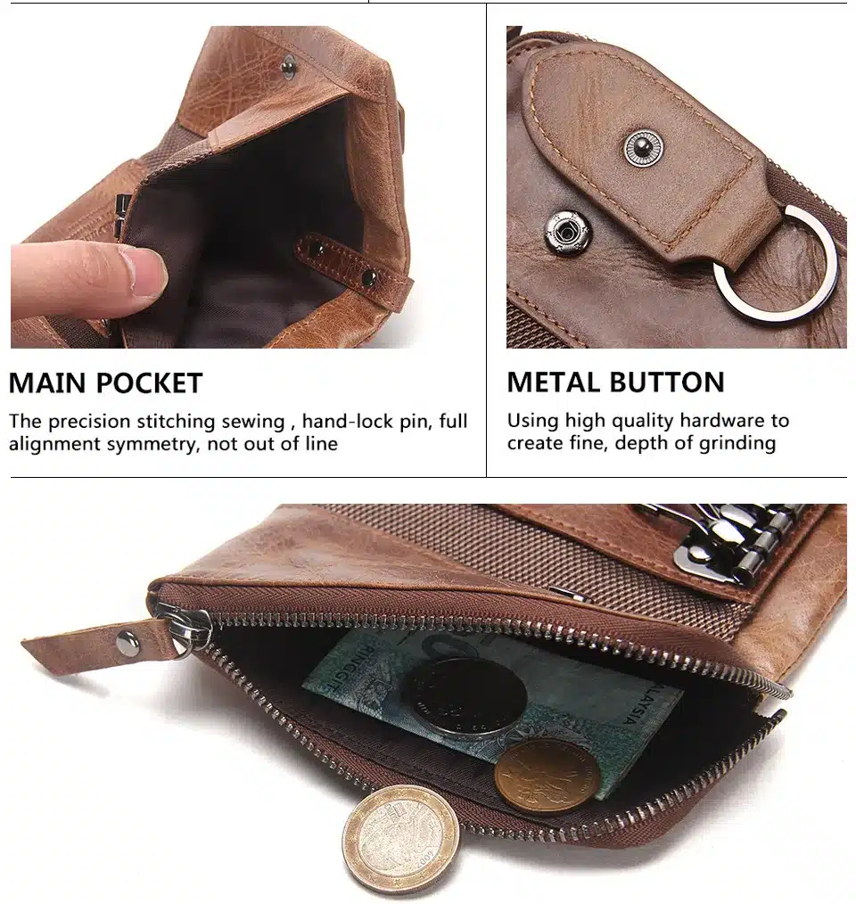 CONTACT'S Men Wallet Key Case Key Holder Wallet Coin Purse Genuine Leather Housekeeper Car Key Organizer Bag Small Portfolio 26