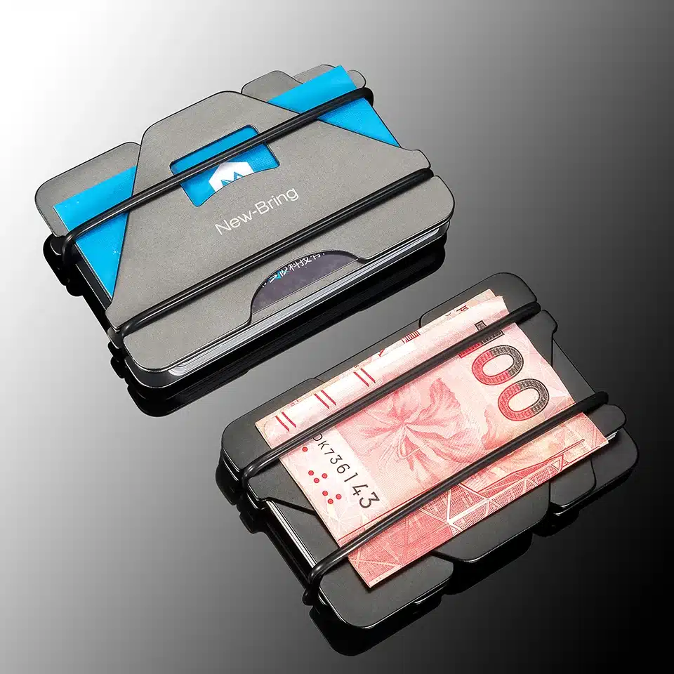 NewBring Multiple Function Metal Credit Card Holder Black Pocket Box Business Cards ID Wallet With RFID Anti-chief Wallet Men 2