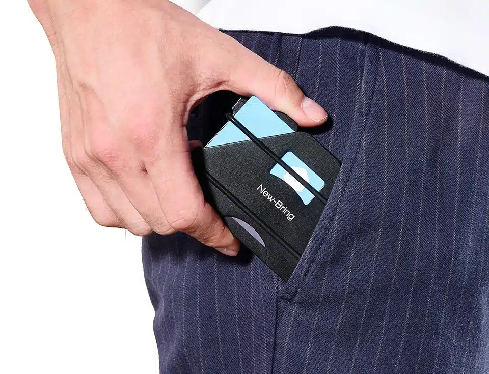 NewBring Multiple Function Metal Credit Card Holder Black Pocket Box Business Cards ID Wallet With RFID Anti-chief Wallet Men 11