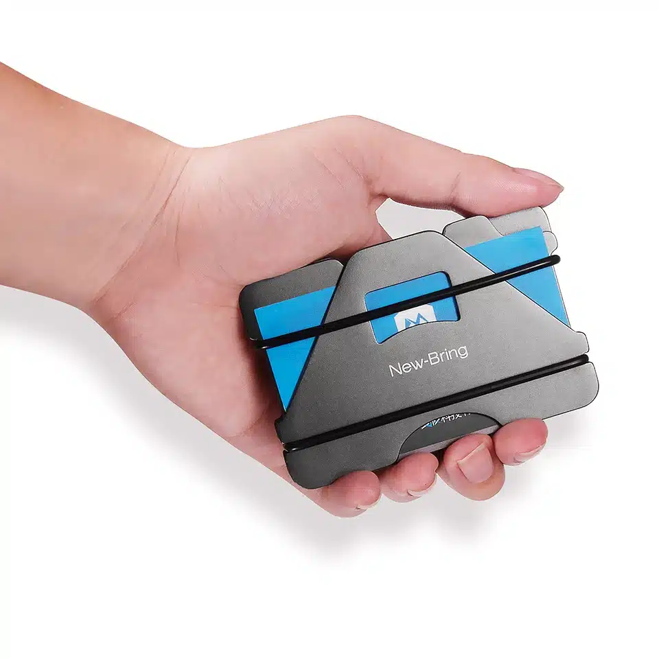 NewBring Multiple Function Metal Credit Card Holder Black Pocket Box Business Cards ID Wallet With RFID Anti-chief Wallet Men 12