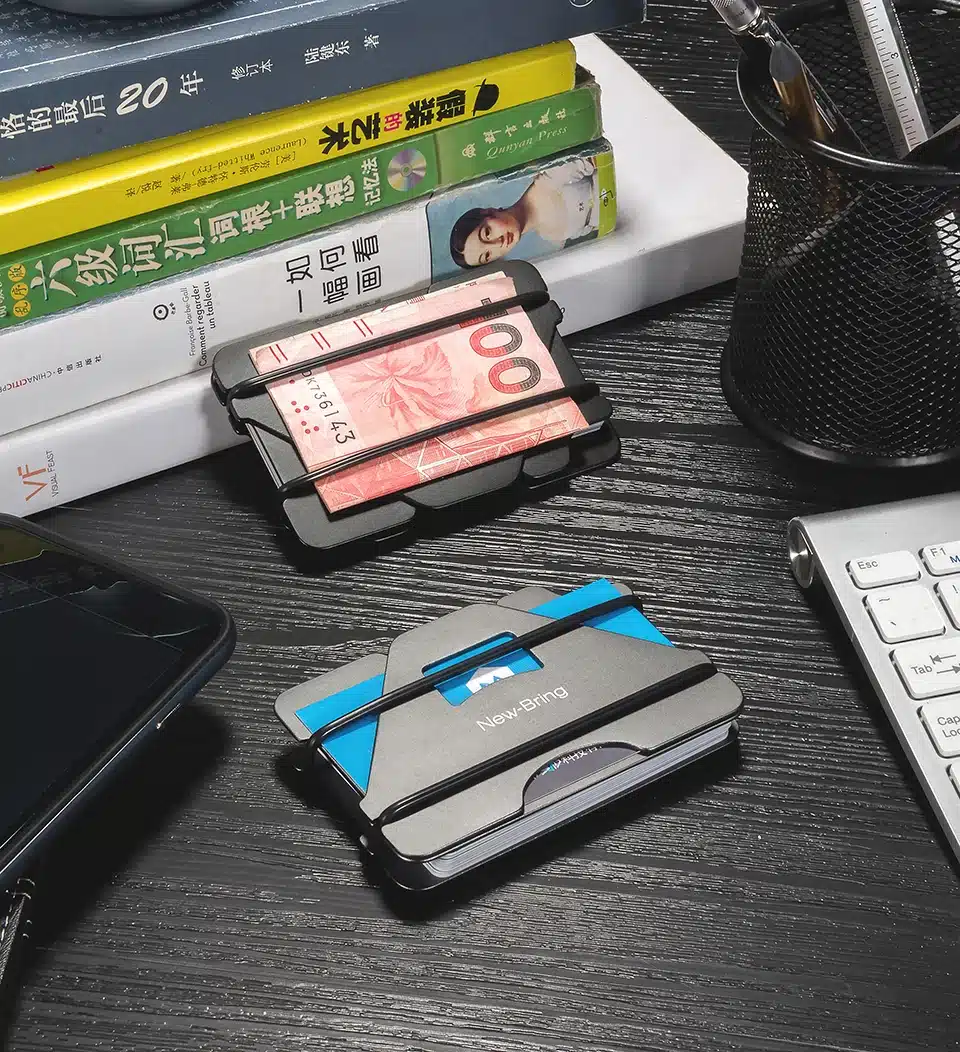 NewBring Multiple Function Metal Credit Card Holder Black Pocket Box Business Cards ID Wallet With RFID Anti-chief Wallet Men 13