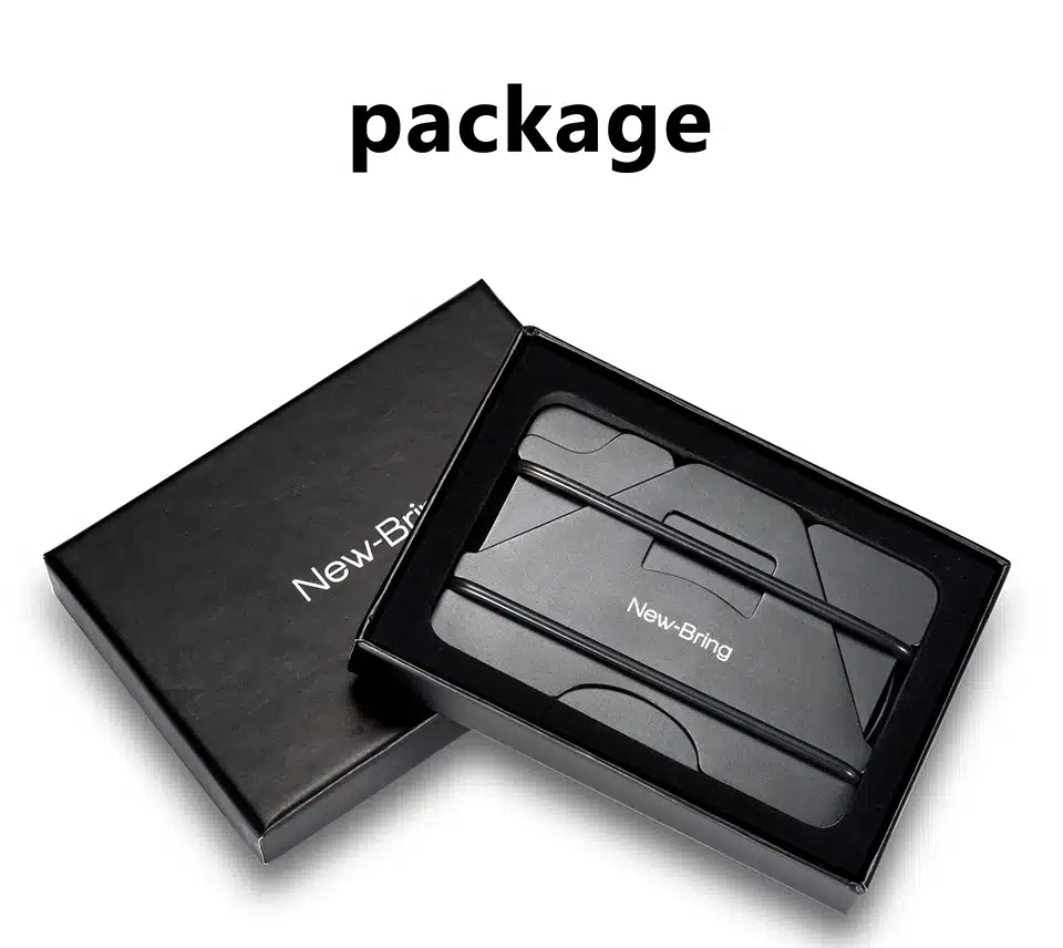NewBring Multiple Function Metal Credit Card Holder Black Pocket Box Business Cards ID Wallet With RFID Anti-chief Wallet Men 14