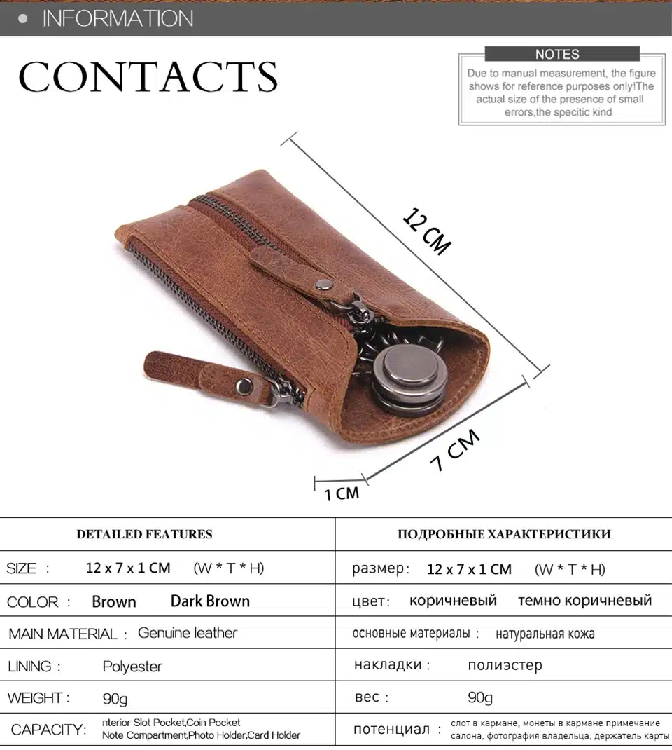Vintage Genuine Leather Men Key Wallet For Car Keychain Covers Zipper Key Case Bag Male Key Holder Housekeeper Keys Organizer 7