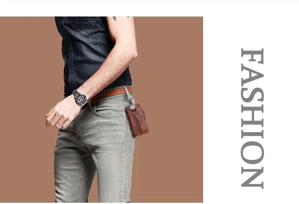 Vintage Genuine Leather Men Key Wallet For Car Keychain Covers Zipper Key Case Bag Male Key Holder Housekeeper Keys Organizer 15
