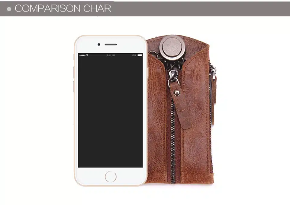 Vintage Genuine Leather Men Key Wallet For Car Keychain Covers Zipper Key Case Bag Male Key Holder Housekeeper Keys Organizer 23