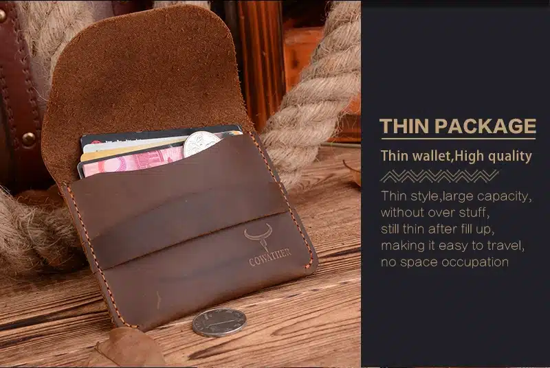 COWATHER 100% top quality Crazy horse genuine leather credit card holder for men new wallet for crads and coin 109 free shipping 6