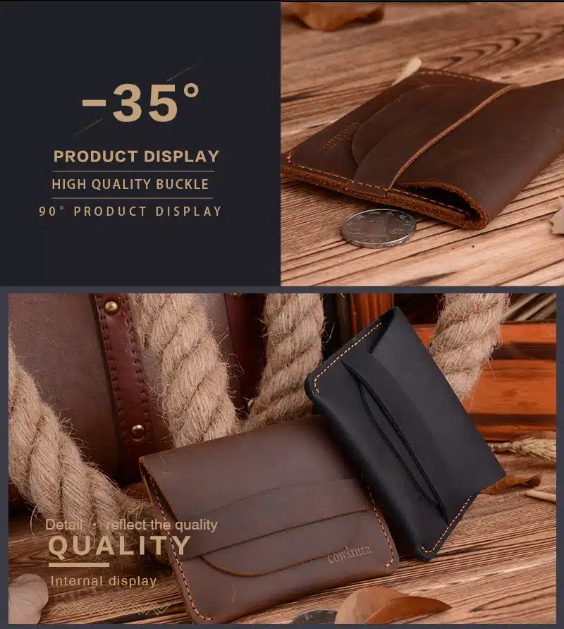 COWATHER 100% top quality Crazy horse genuine leather credit card holder for men new wallet for crads and coin 109 free shipping 10