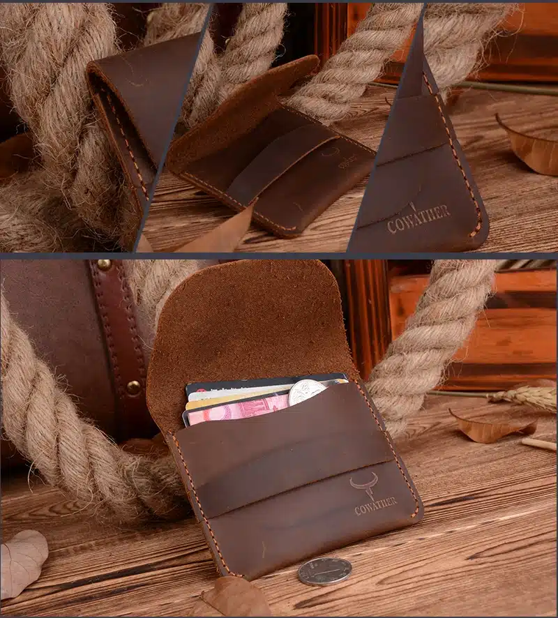 COWATHER 100% top quality Crazy horse genuine leather credit card holder for men new wallet for crads and coin 109 free shipping 11