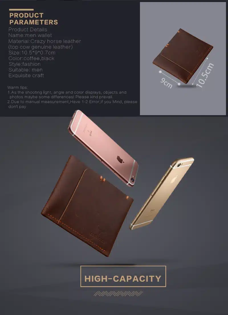 COWATHER 100% top quality Crazy horse genuine leather credit card holder for men new wallet for crads and coin 109 free shipping 23