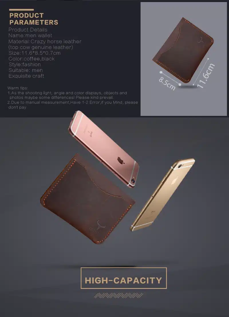 COWATHER 100% top quality Crazy horse genuine leather credit card holder for men new wallet for crads and coin 109 free shipping 25