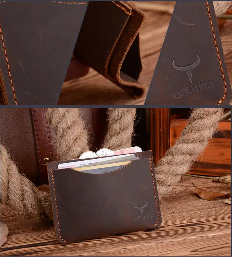 COWATHER 100% top quality Crazy horse genuine leather credit card holder for men new wallet for crads and coin 109 free shipping 26