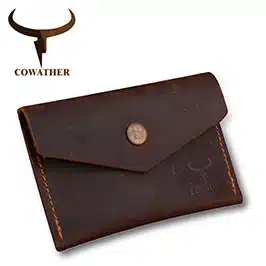 COWATHER 100% top quality Crazy horse genuine leather credit card holder for men new wallet for crads and coin 109 free shipping 34