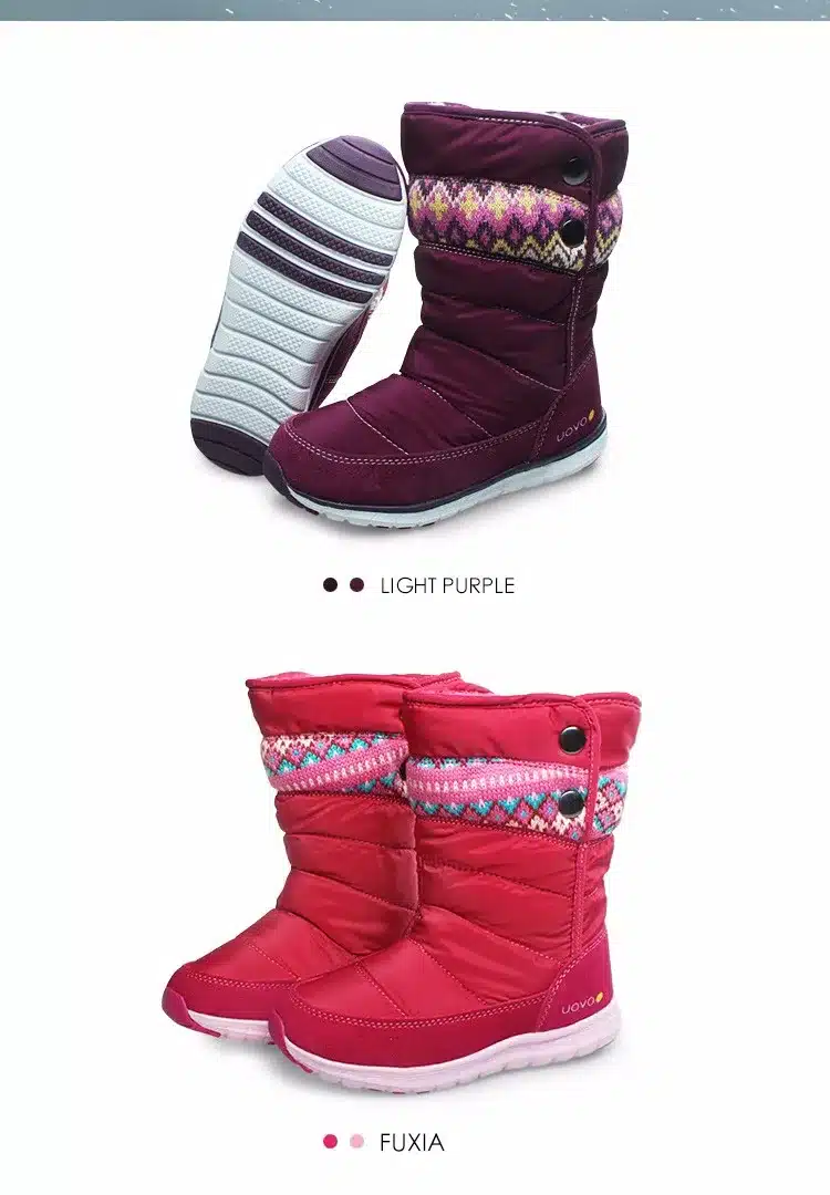 UOVO 2017 Winter Boots For Girls , Brand Fashion Kids Rain Boots Oxford Fabric Warm Snow Boots High Quality Size 27#-37# 10