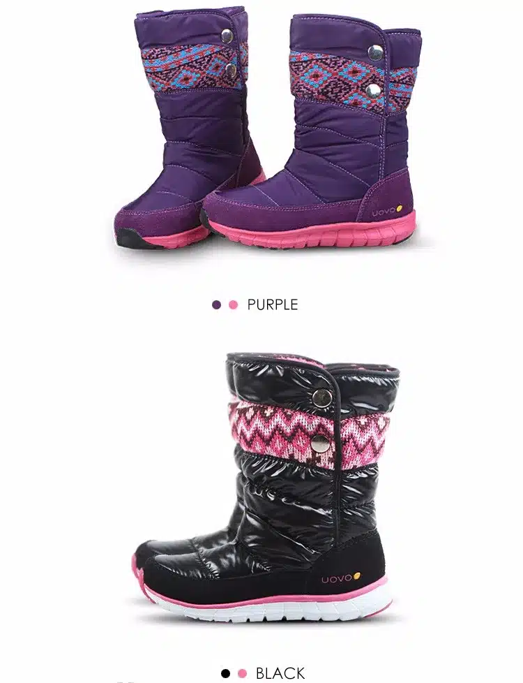 UOVO 2017 Winter Boots For Girls , Brand Fashion Kids Rain Boots Oxford Fabric Warm Snow Boots High Quality Size 27#-37# 11