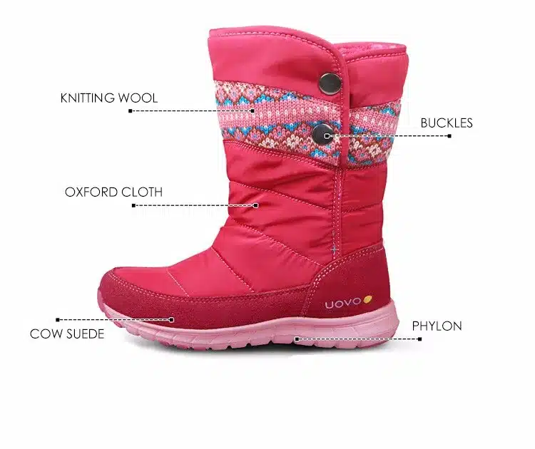 UOVO 2017 Winter Boots For Girls , Brand Fashion Kids Rain Boots Oxford Fabric Warm Snow Boots High Quality Size 27#-37# 13