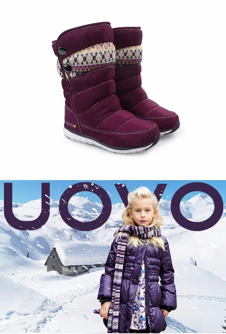 UOVO 2017 Winter Boots For Girls , Brand Fashion Kids Rain Boots Oxford Fabric Warm Snow Boots High Quality Size 27#-37# 20