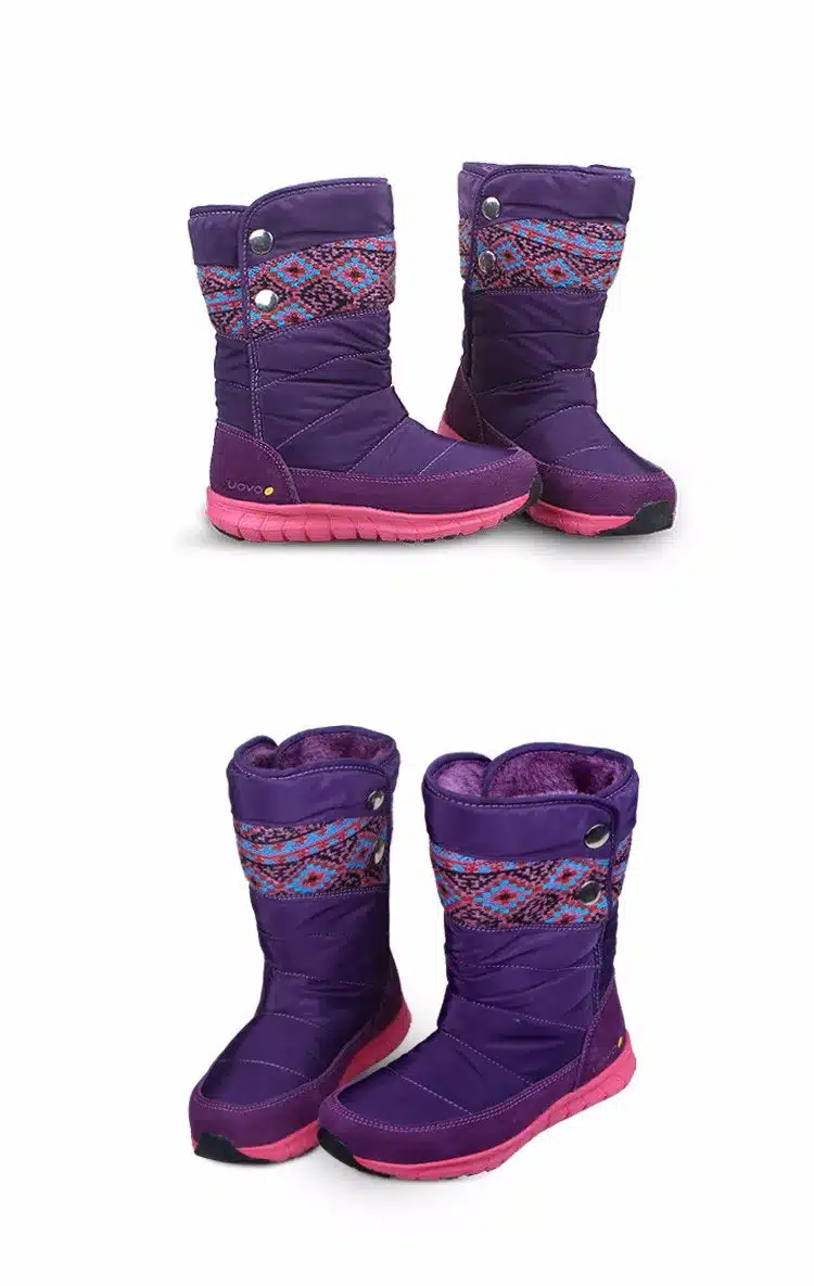 UOVO 2017 Winter Boots For Girls , Brand Fashion Kids Rain Boots Oxford Fabric Warm Snow Boots High Quality Size 27#-37# 21