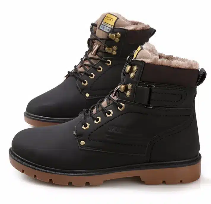 Tangnest Winter Fur Men Boots Casual Lace Up Safety Work Boots Autumn Men Platform Shoes Rubber Snow Boot Man Big Size 46 XMX637 14