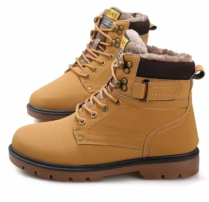 Tangnest Winter Fur Men Boots Casual Lace Up Safety Work Boots Autumn Men Platform Shoes Rubber Snow Boot Man Big Size 46 XMX637 15